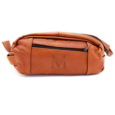 Miller Personalized Tan Leather Toiletry Bag