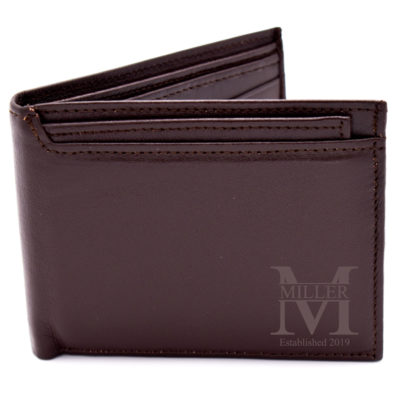 Miller Personalized Brown Leather Bi-Fold Wallet