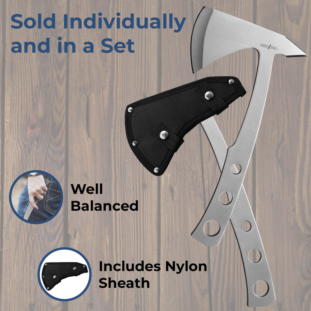 Personalized Round Monogram 9.5" Stainless Steel Throwing Axe - Image 2