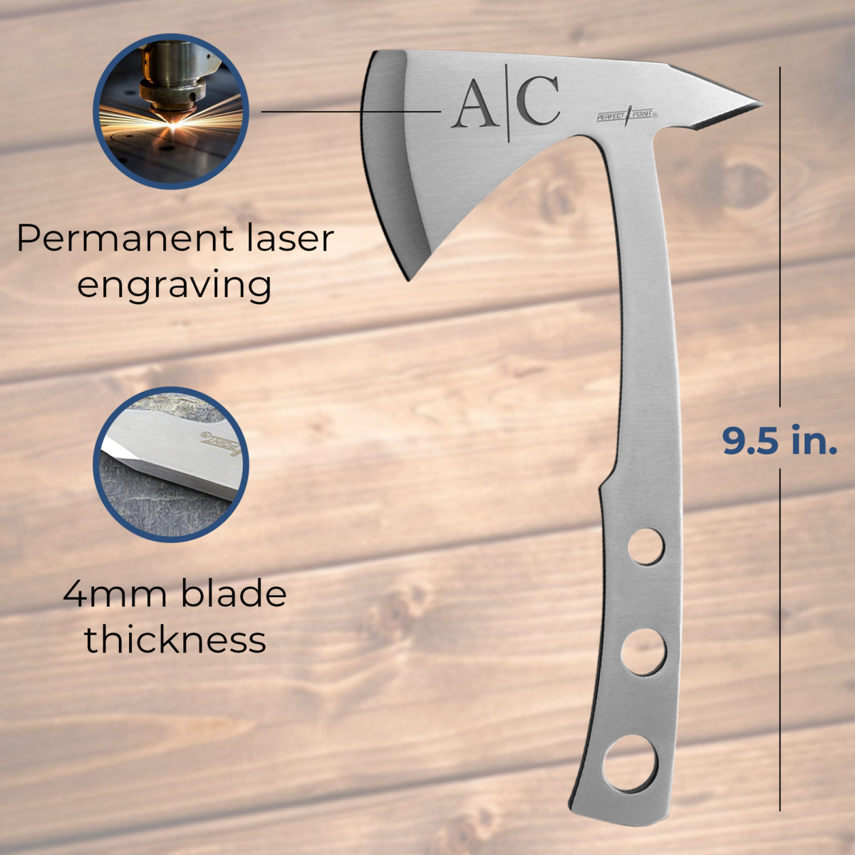Personalized 9.5" Stainless Steel Throwing Axe - Image 3
