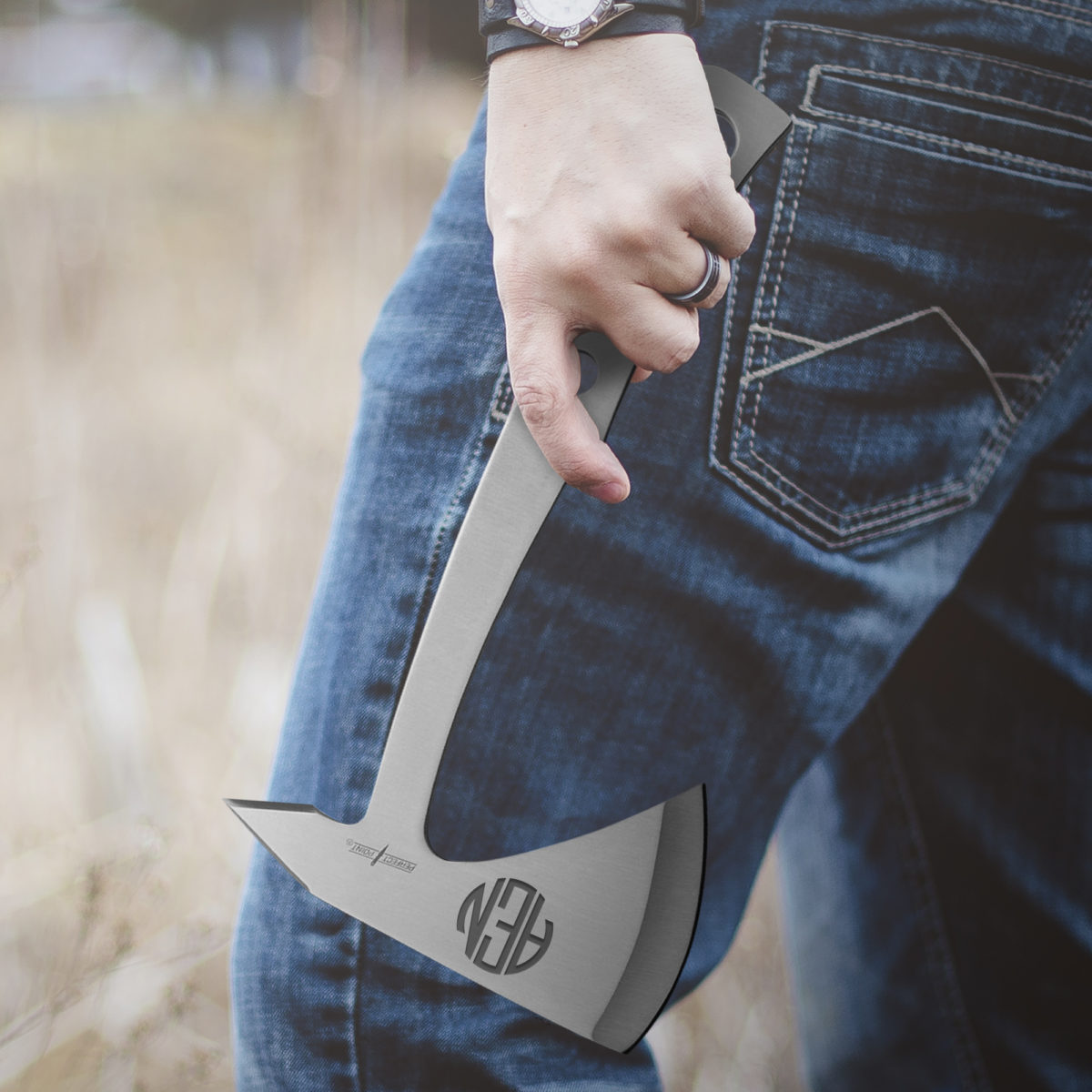 Personalized Round Monogram 9.5" Stainless Steel Throwing Axe