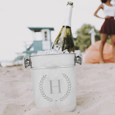 Personalized Laurel Monogram Wine Chiller and Ice Bucket