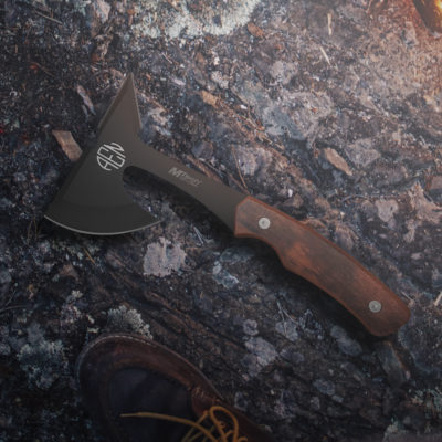 Personalized Round Monogram 9" Tomahawk Throwing Axe with Wood Handle