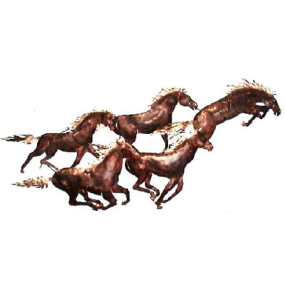Artisan Crafted Painted Iron Plasma Cut | Horse Stampede
