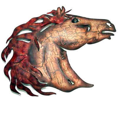Artisan Crafted Painted Iron Plasma Cut | Horse Head Crackle