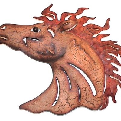 Artisan Crafted Painted Iron Plasma Cut | Horse Head CRK