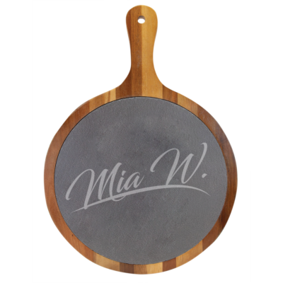 Personalized Round Wood Slate Serving Board