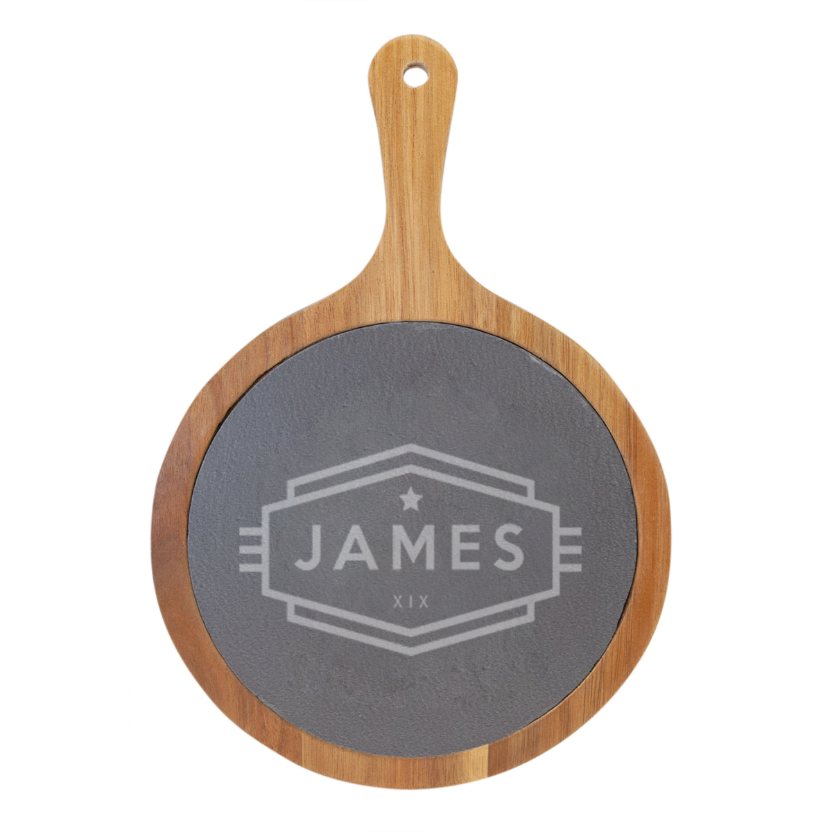 Personalized Cadet Round Wood Slate Serving Board - Image 3