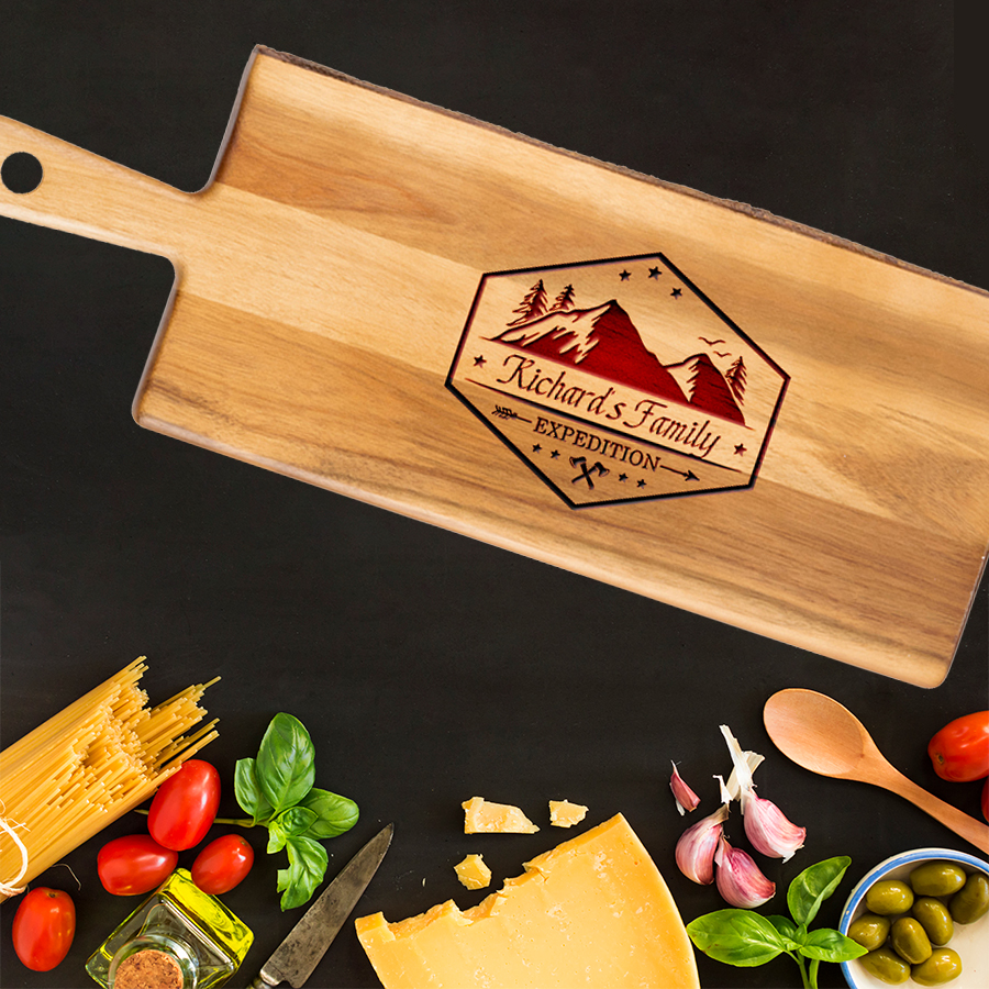 Personalized Acacia Wood Paddle Serving Board - Expedition