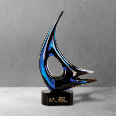 Personalized Blue Sail Art Glass Award