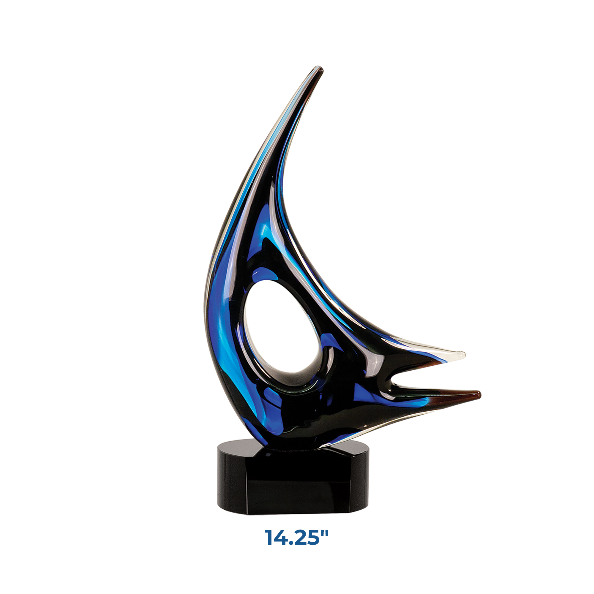 Personalized Blue Sail Art Glass Award - Image 2