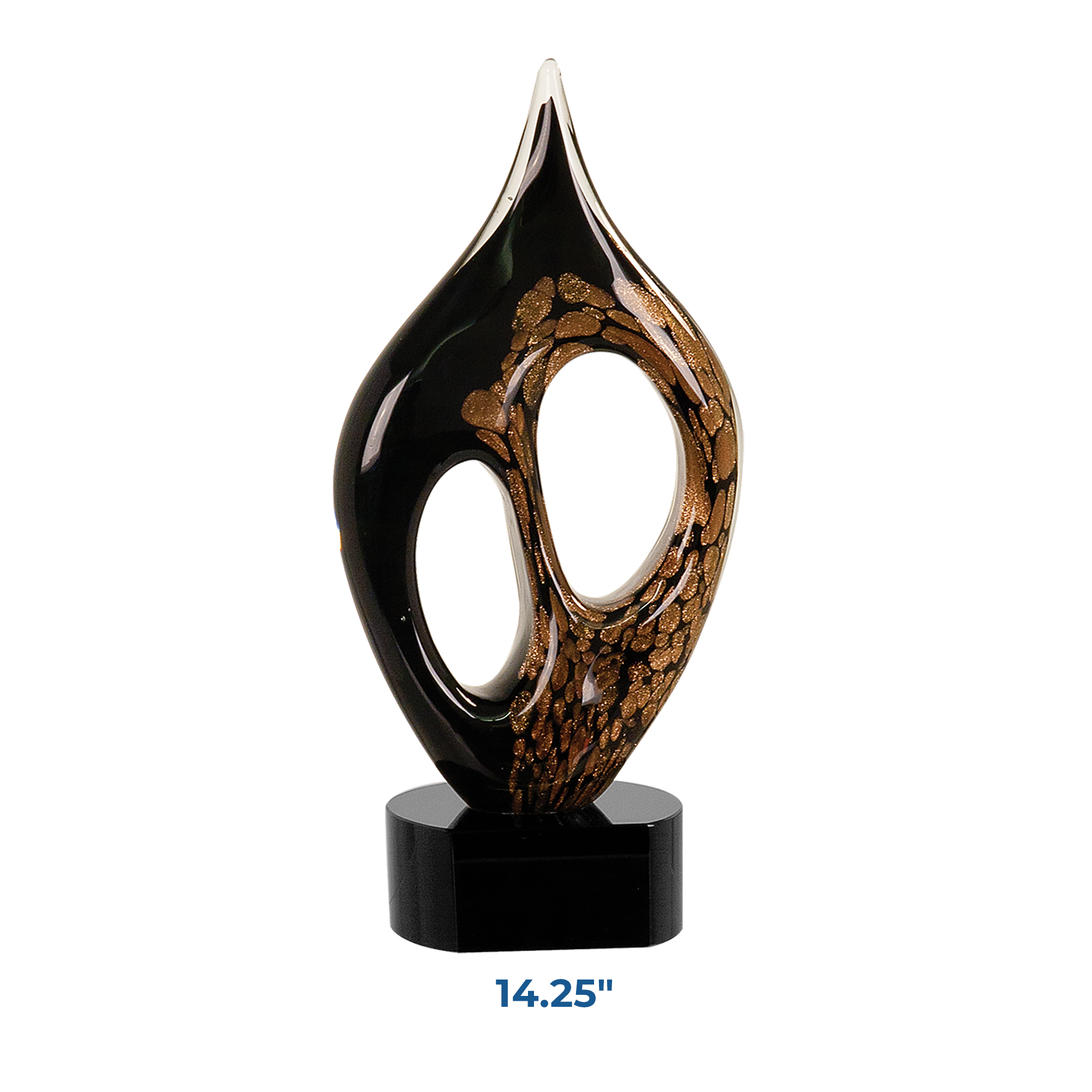 Personalized Black & Gold Coral Art Glass Award - Image 2