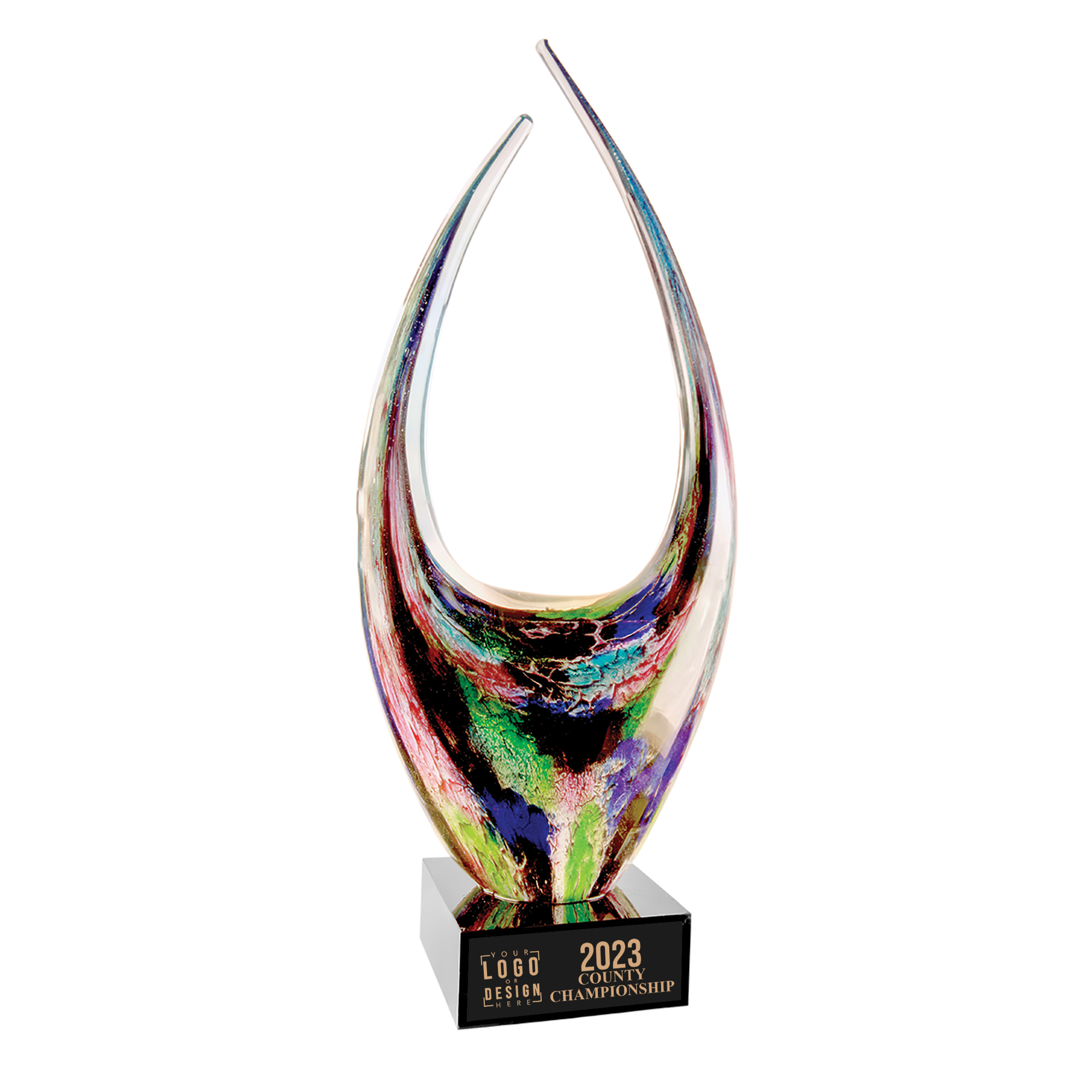 Personalized Dual Rising Art Glass Award - Image 3