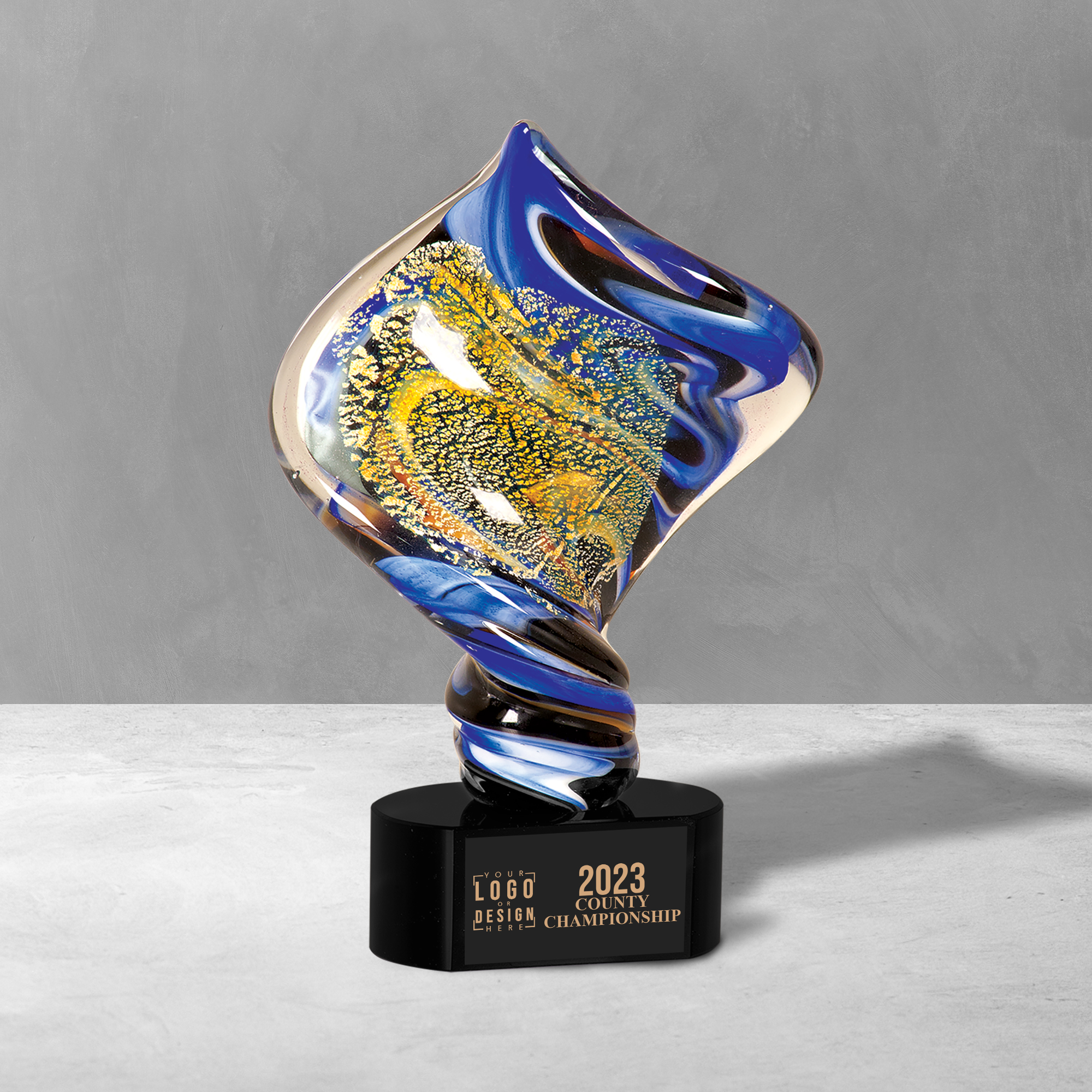 Personalized Diamond Twist Art Glass Award
