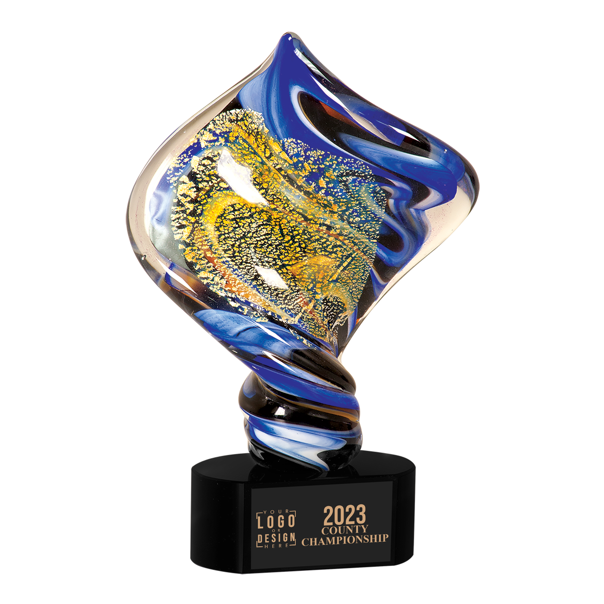Personalized Diamond Twist Art Glass Award - Image 3