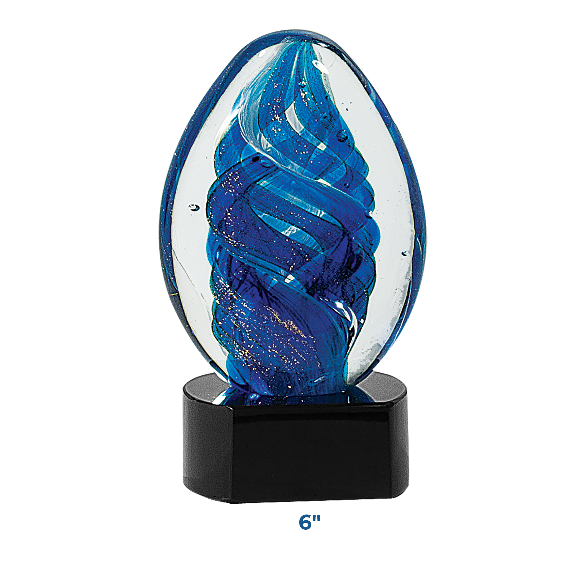 Personalized Blue Oval Swirl Art Glass Award - Image 2