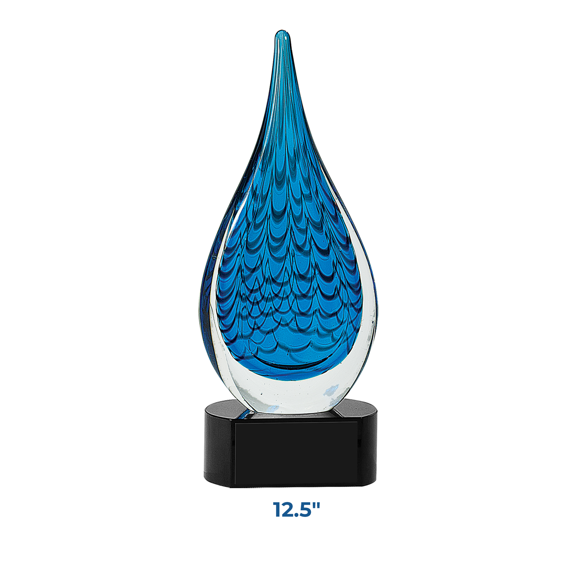 Personalized Blue Raindrop Art Glass Award - Image 2