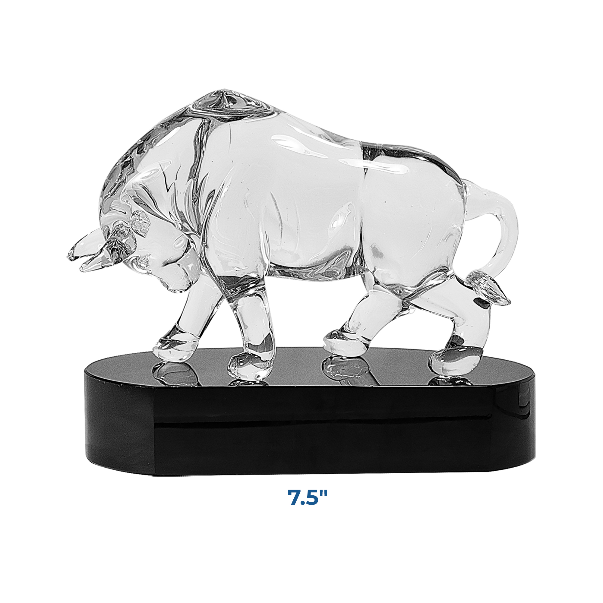 Personalized Clear Art Glass Bull Award - Image 2