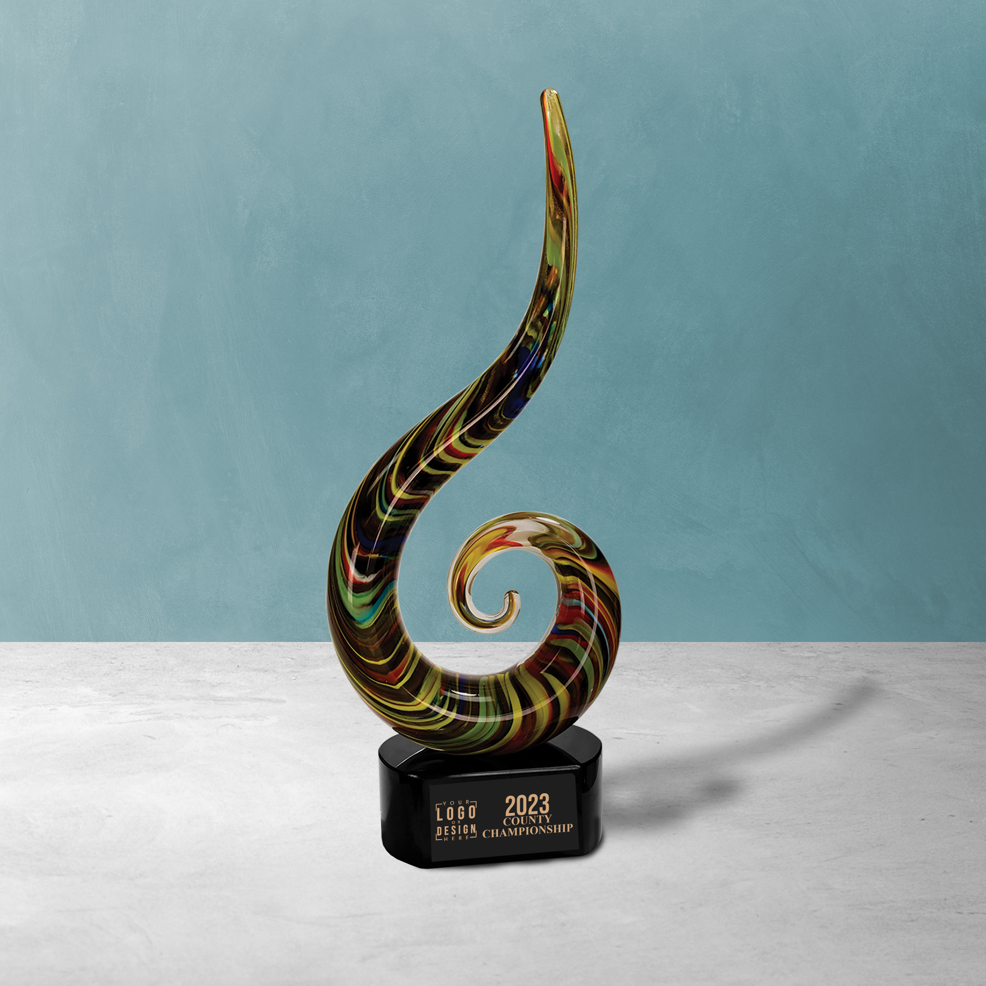 Personalized Color Swoop Art Glass Award