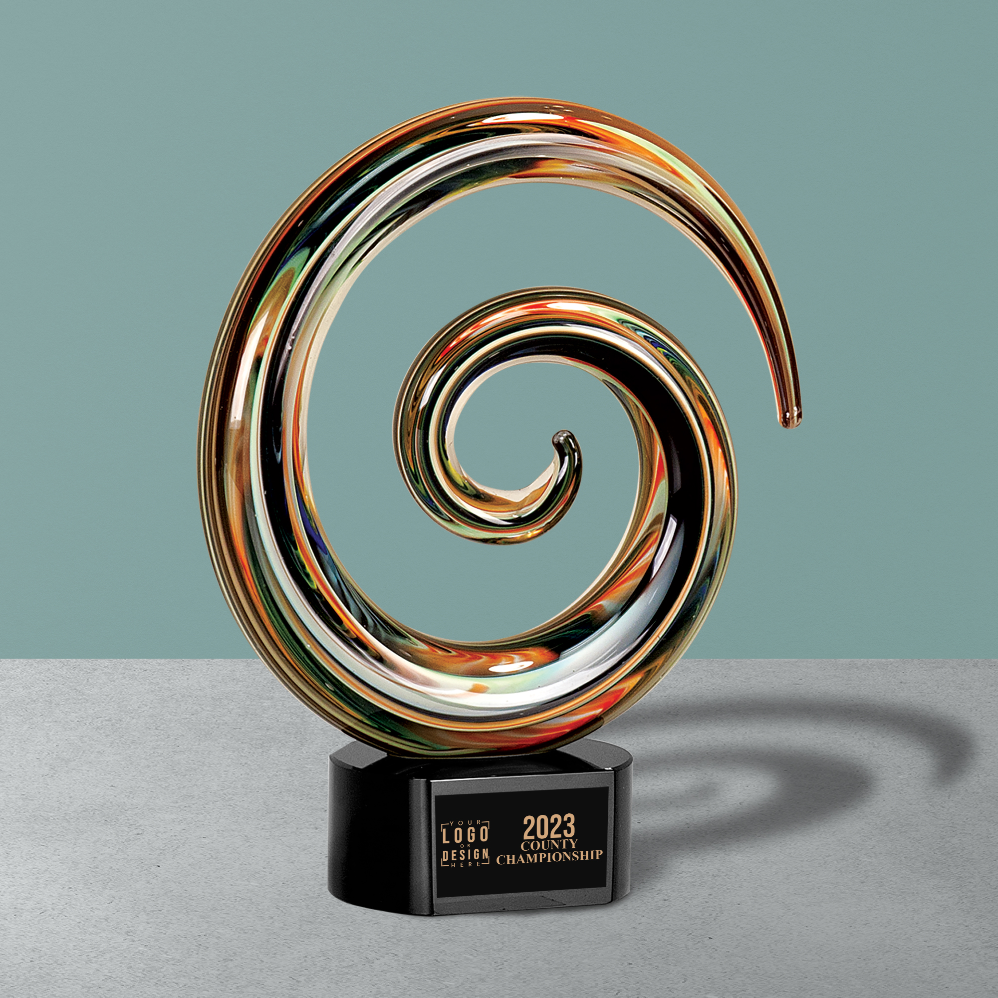 Personalized Swirl Art Glass Award