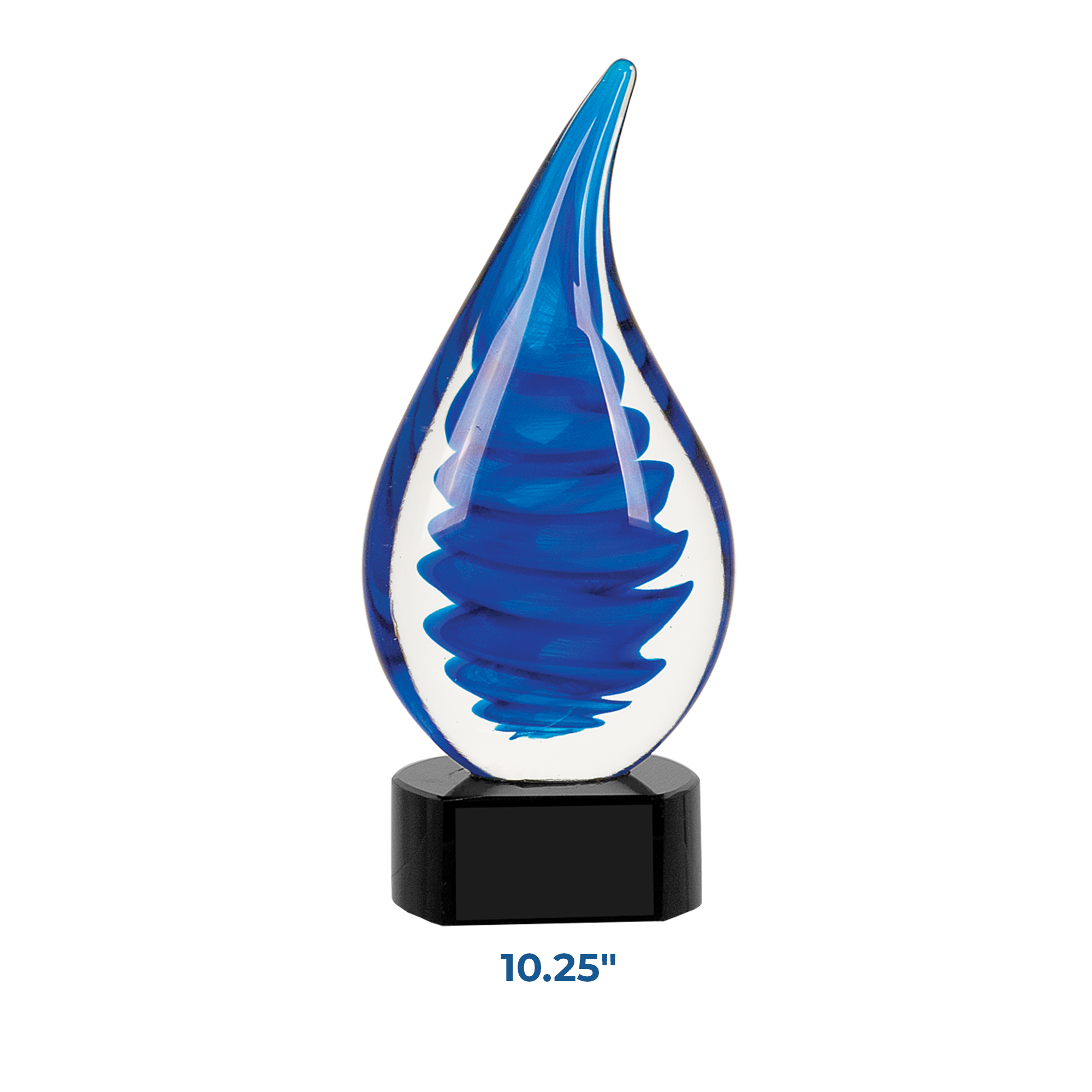 Personalized Blue Twist Raindrop Art Glass Award - Image 2