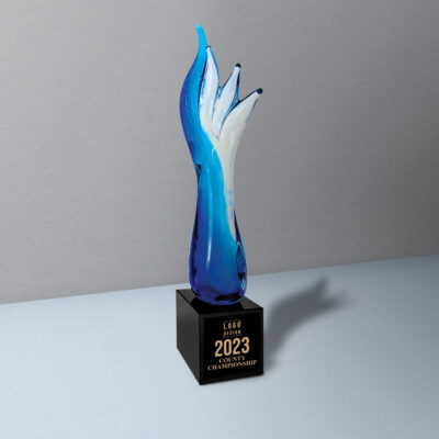 Personalized Blue Aspire Art Glass Award