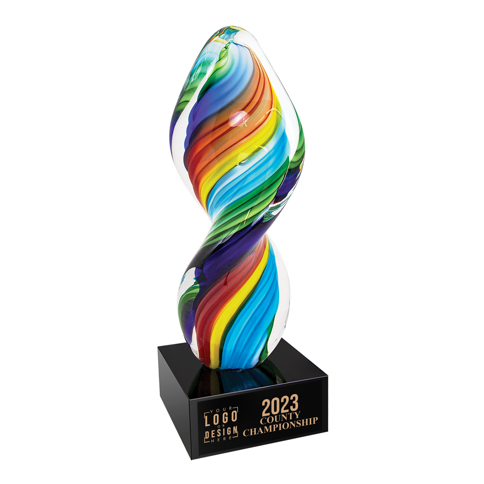 Personalized Rainbow Twist Art Glass Award - Image 3