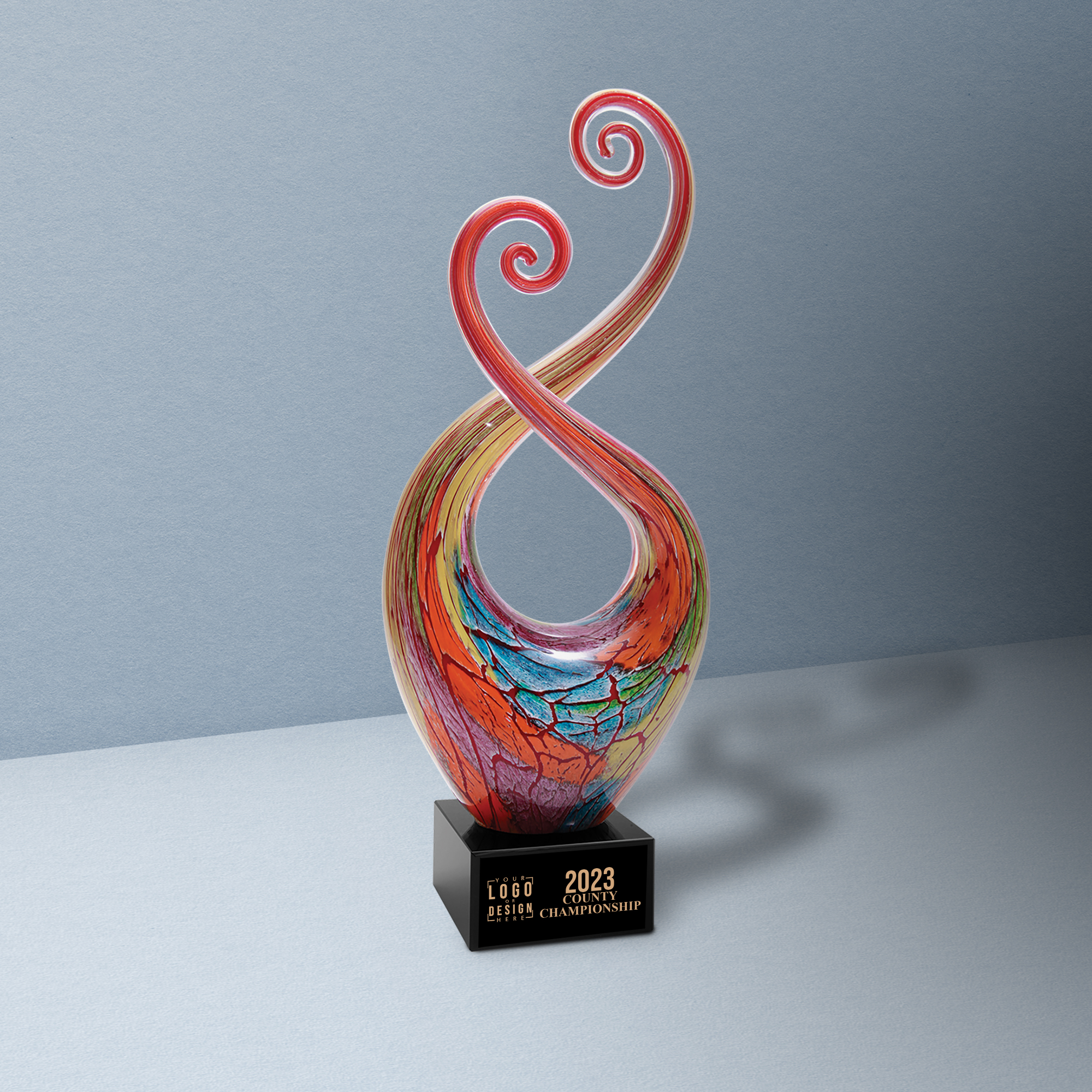 Personalized Multi-Color Twist Art Glass Award