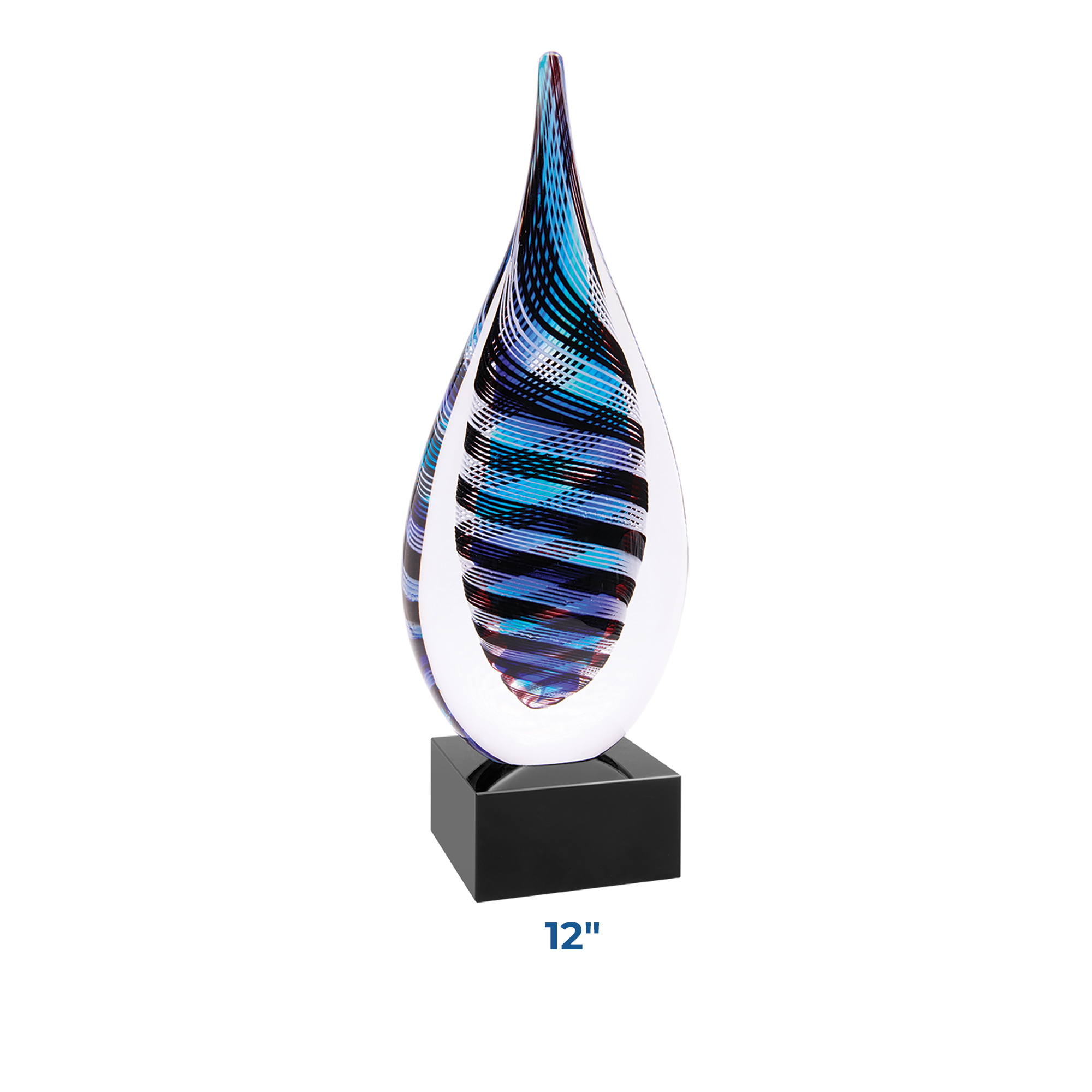 Personalized Blue, White & Black Twisted Rain Drop Award - Image 2