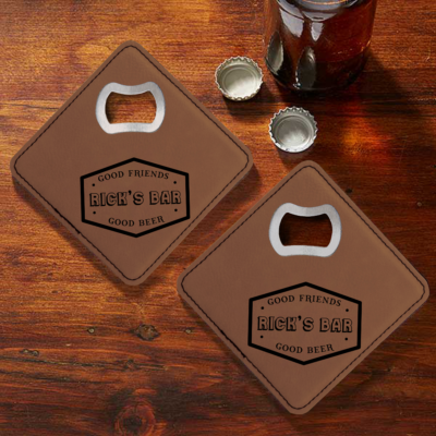 Personalized Bottle Opening Coaster Set - Bar Design