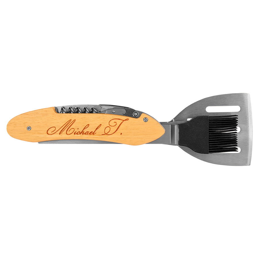 Five in One Brown Personalized Grill Multi Tool Set