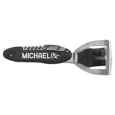 Five in One Black Personalized Grill Multi Tool Set - Fire