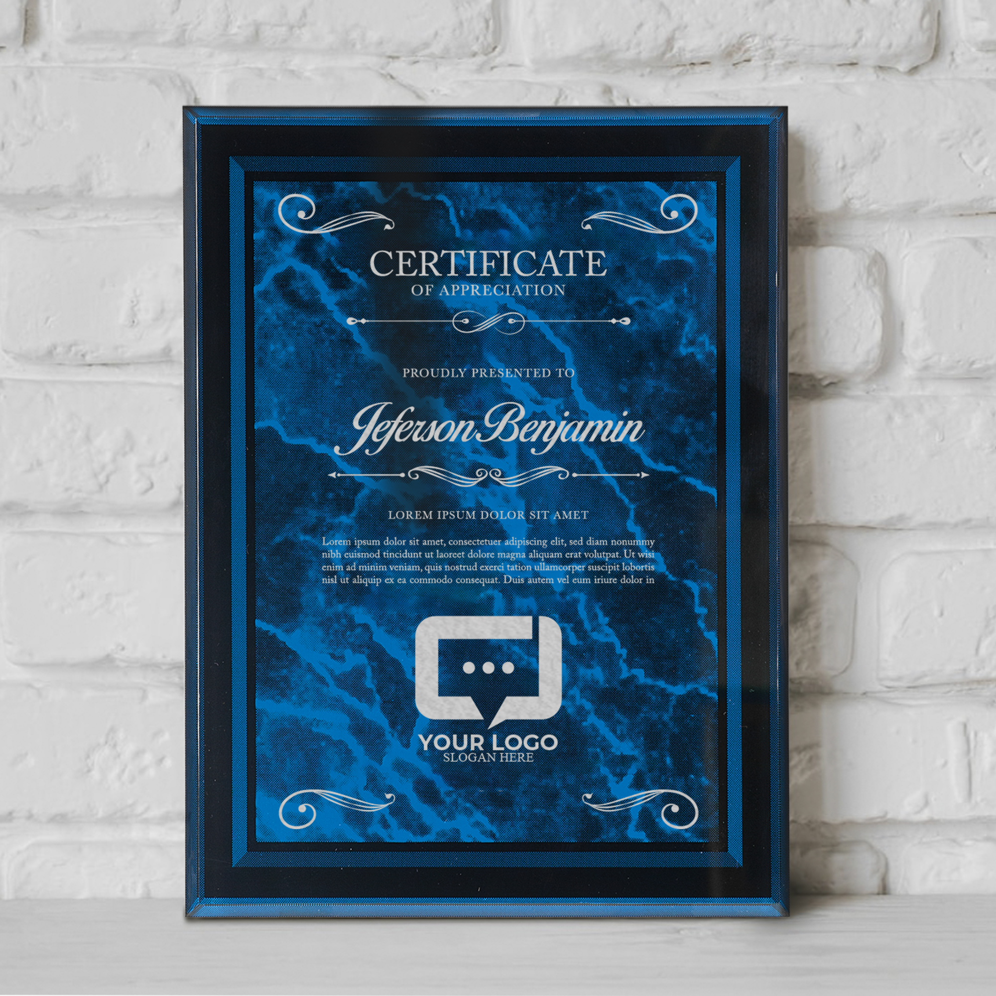 Personalized Marble Border Acrylic Award Plaque - Image 5