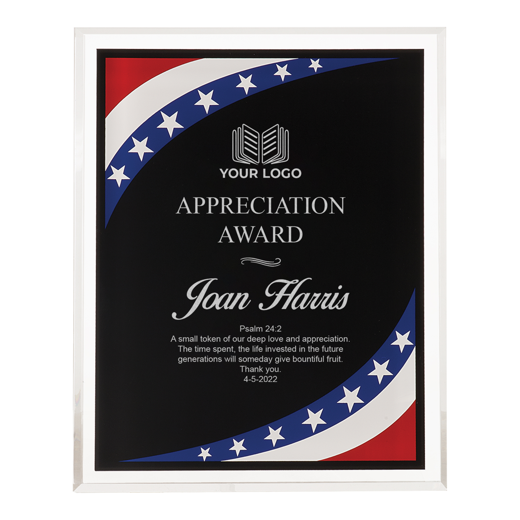 Personalized Stars & Stripes Acrylic Award Plaque - Image 6