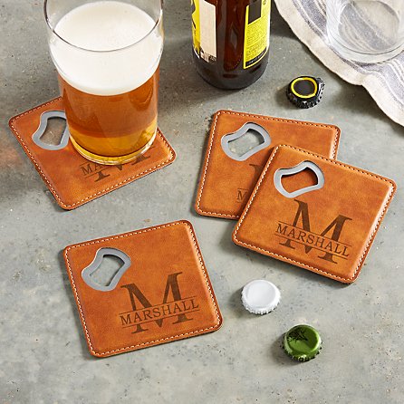 Housewarming Gift - Personalized Coasters with Bottle Opener