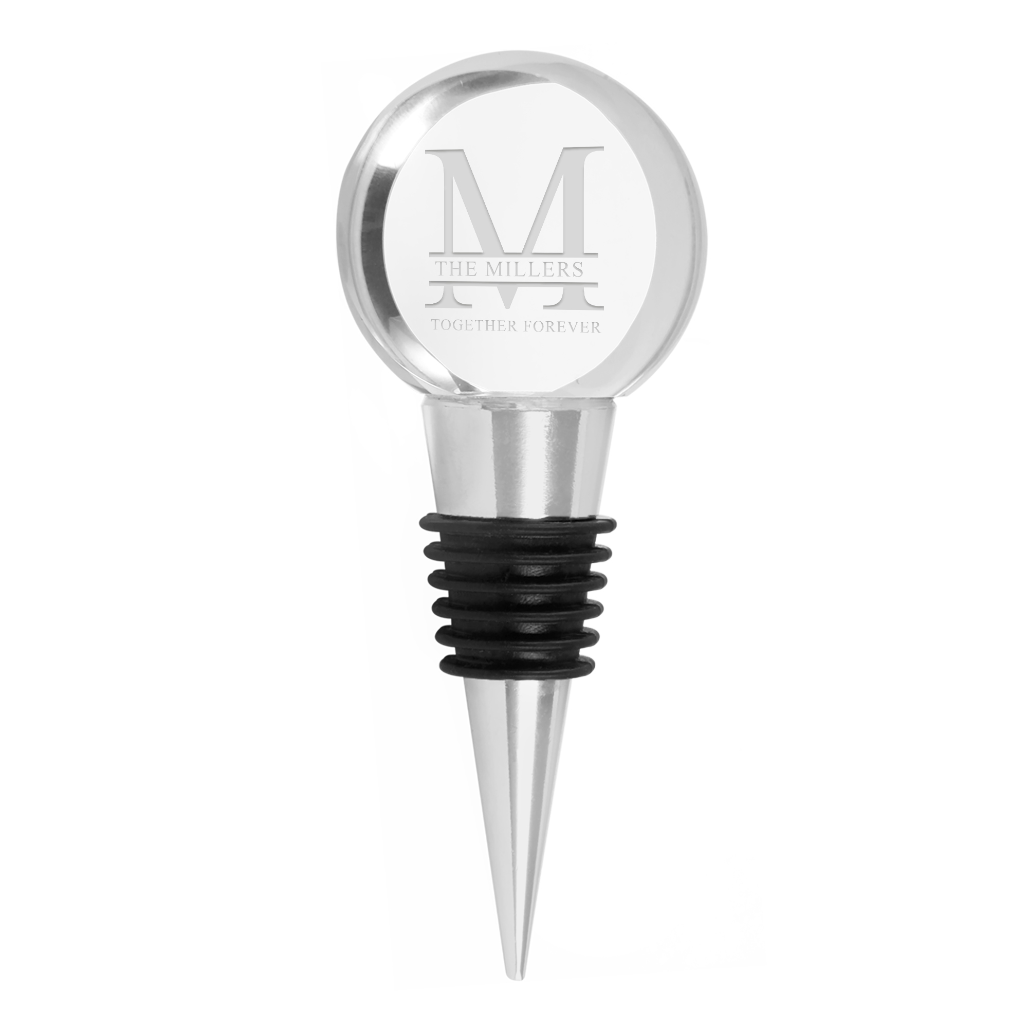 Custom Split Letter Monogram Crystal Wine Stopper