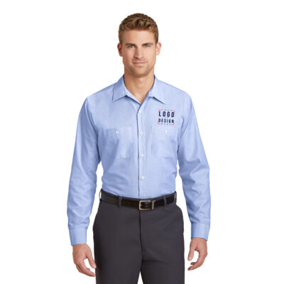 Red Kap - Long Sleeve Striped Industrial Work Shirt