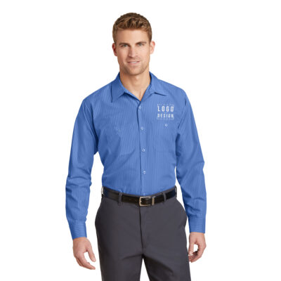 Red Kap Long Size Long Sleeve Striped Industrial Work Shirt