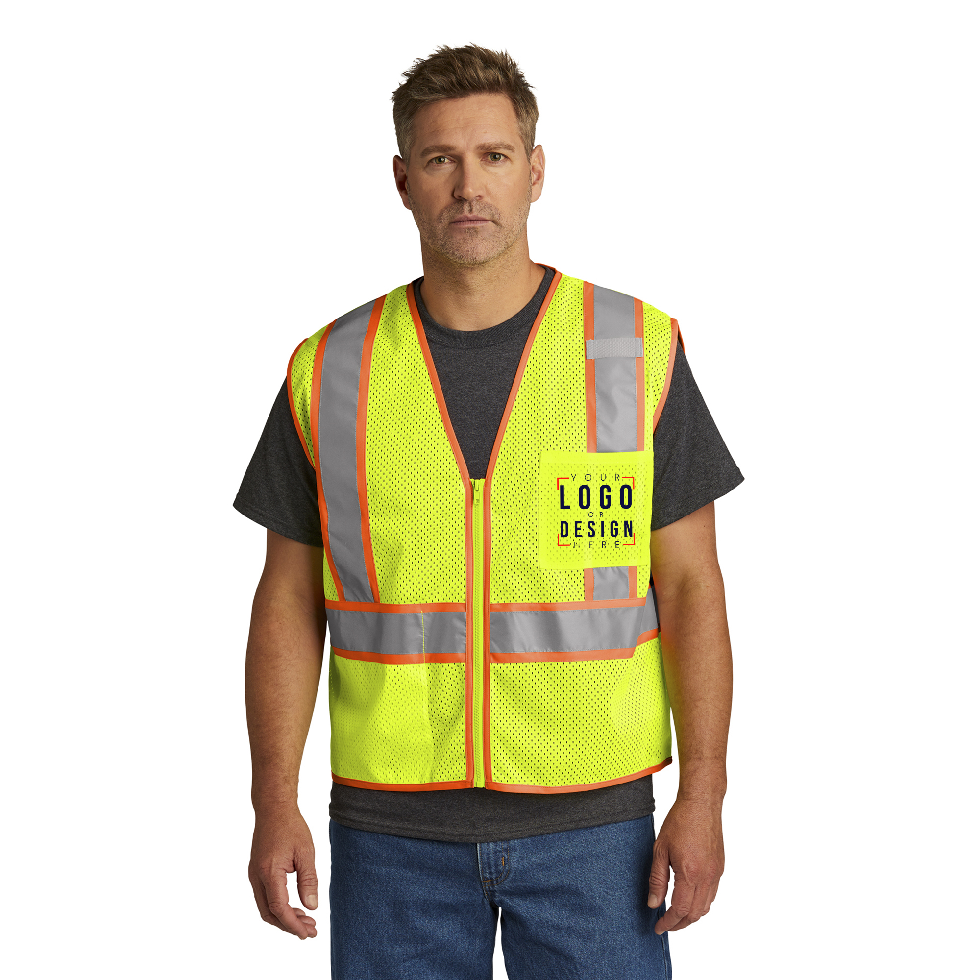 CornerStone ANSI 107 Class 2 Mesh Zippered Two-Tone Vest. CornerStone ANSI 107 Class 2 Mesh Zippered Two-Tone Vest.