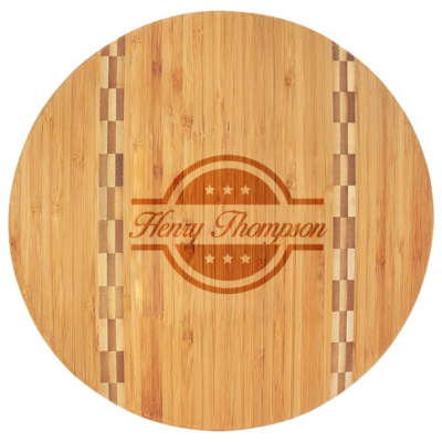 Round Personalized Three Star Bamboo Cutting Board