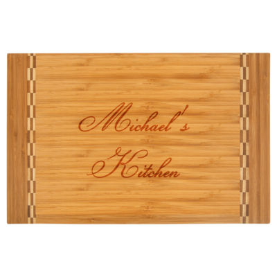 Personalized Bamboo Cutting Board with Butcher Block Inlay