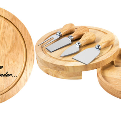 Personalized Round Cheese Board & Knife Tool Set