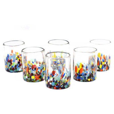 Confetti Artisan Hand blown Glass Tumbler Drinkware (Set of 6)