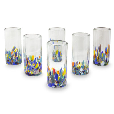 Handblown Confetti Festival Highball Glass (Set of 6)
