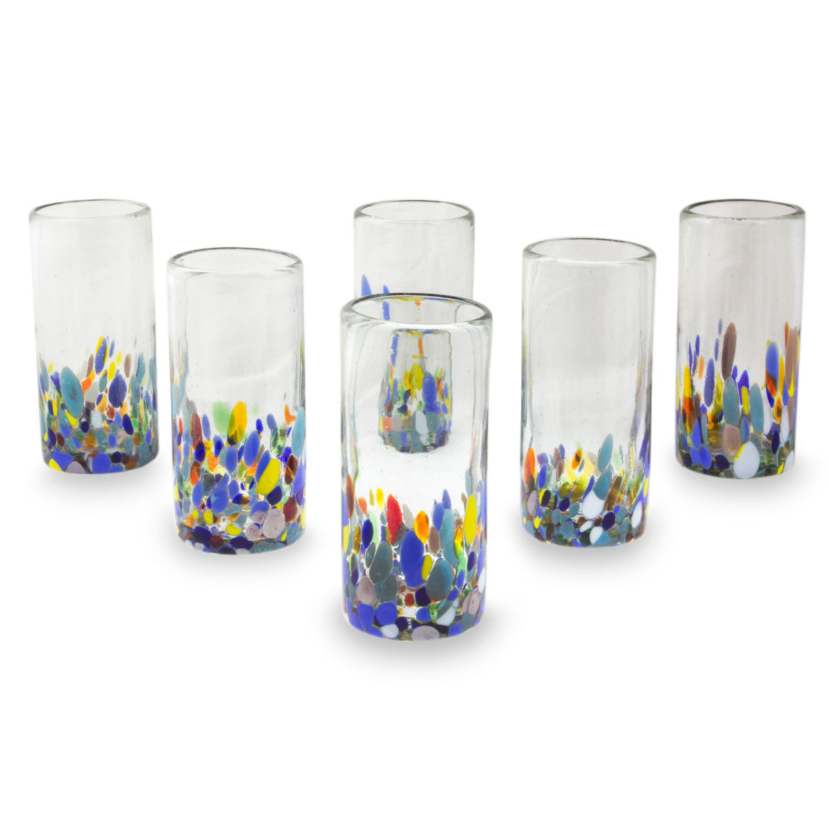 Handblown Confetti Festival Highball Glass (Set of 6)
