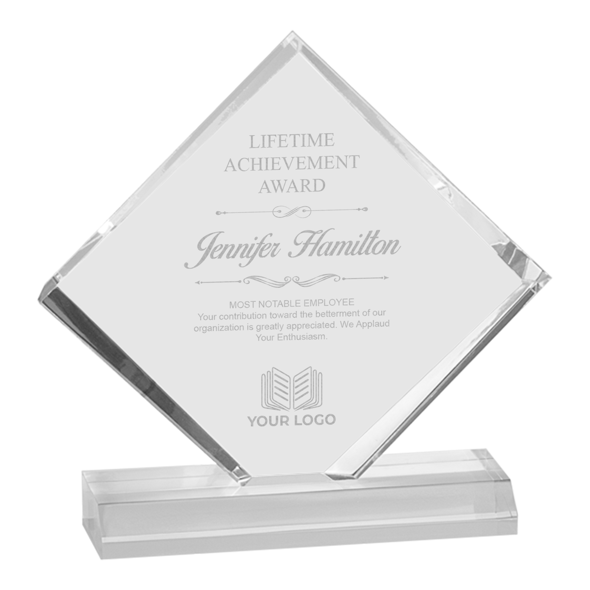 Personalized Diamond Jewel Beveled Acrylic Award - Image 4