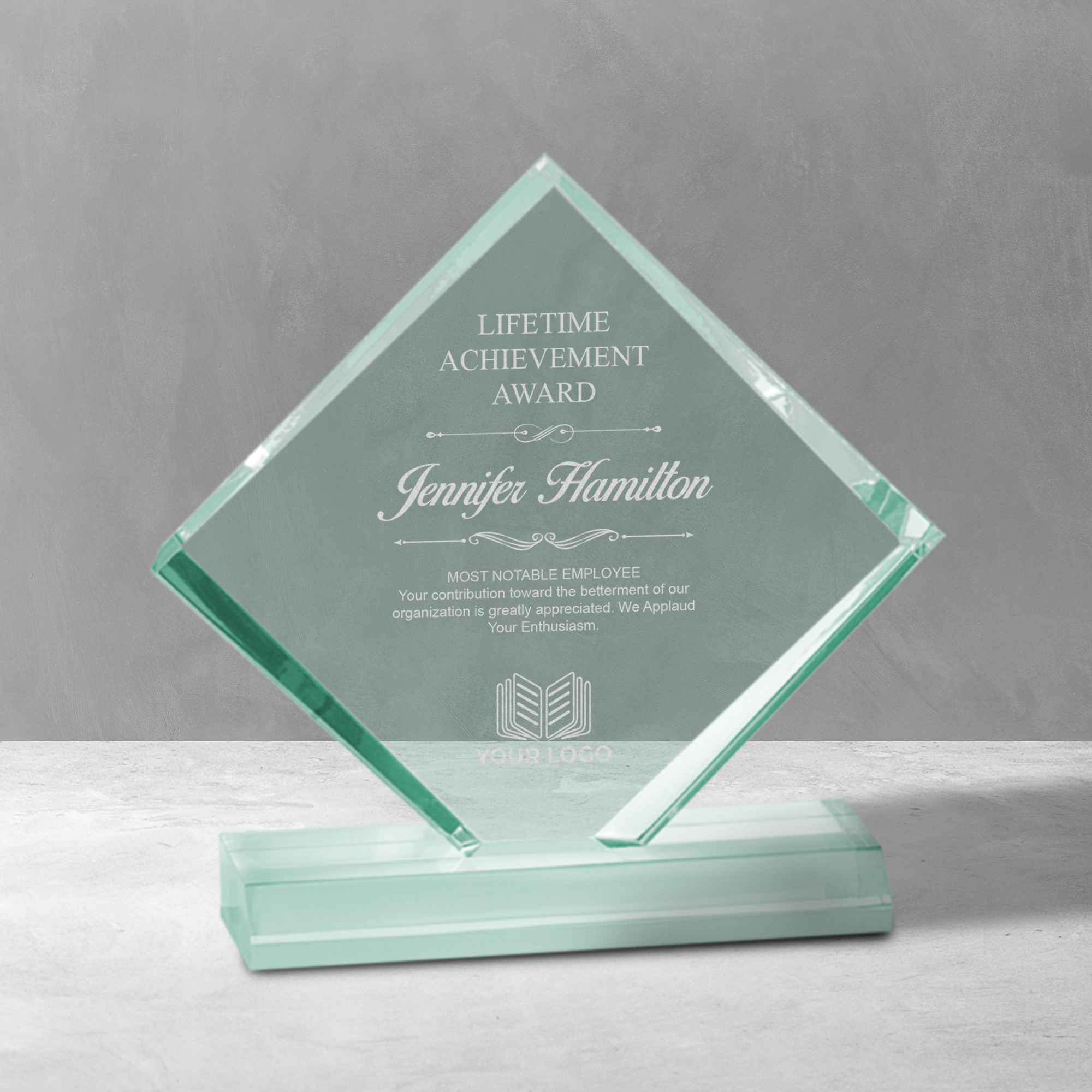 Personalized Diamond Jewel Beveled Acrylic Award