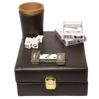 Don Quixote Casino | Domino Set, Deck of cards, Dice Cup with 5 Poker Dice