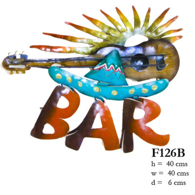 Bar Sign | Artisan Crafted Painted Iron Plasma Cut | Guitar Bar