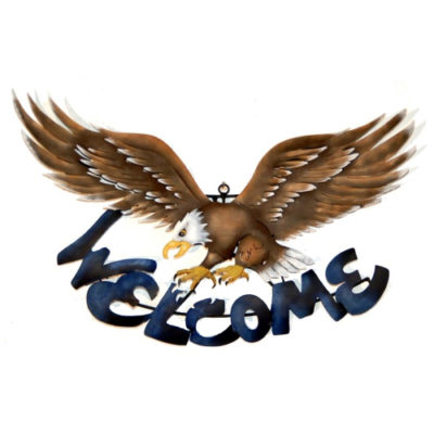 Welcome Sign | Artisan Crafted Iron Plasma Cut | Wall Decor | Eagle Welcome